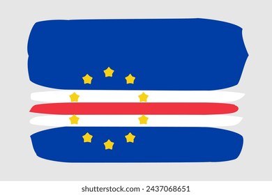 Cape Verde flag - painted design vector illustration. Vector brush style