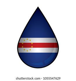 The Cape Verde flag painted on 3D water drop