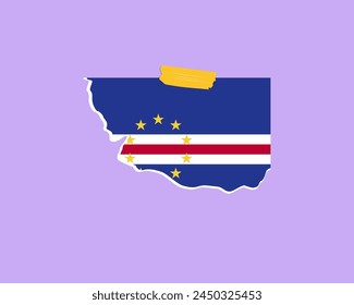 Cape Verde flag paper texture, single-piece element, vector design, Cape Verde flag taped on wall, decoration or celebration idea