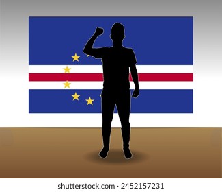 Cape Verde flag paper texture, single-piece element, vector design, Cape Verde flag taped on wall, decoration or celebration idea