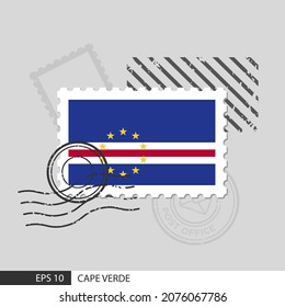 Cape Verde flag postage stamp. Isolated vector illustration on grey post stamp background and specify is vector eps10.