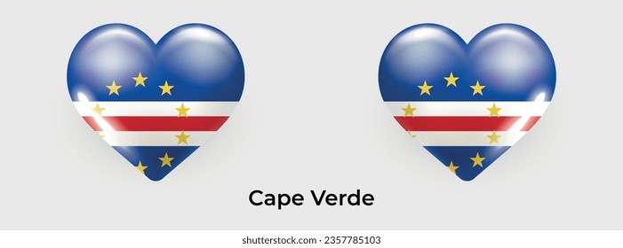 Cape Verde flag realistic glas heart icon vector illustration