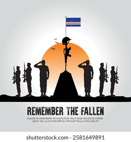 Cape Verde flag in remember the fallen flag for morning sun and army design