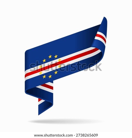 Cape Verde flag ribbon icon for patriotic, cultural, or national-themed designs. Vector illustration.