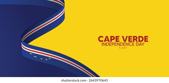 Cape Verde flag ribbon Independence Day 5 July vector poster
