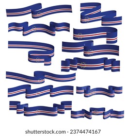 cape verde flag ribbon vector bundle set