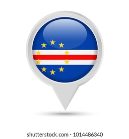 Cape Verde Flag Round Pin Vector Icon - Illustration