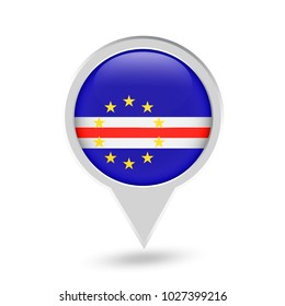 Cape Verde Flag Round Pin Icon. Vector icon.