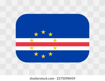 Cape Verde flag - rounded rectangle colorful flag representing a country cultural identity and heritage. The essence of national pride and unity. Vector flag on transparent background.