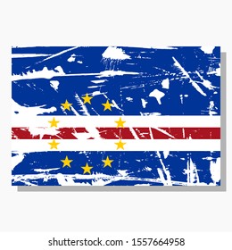 Cape Verde flag with scratches, vector flag of Cape Verde.