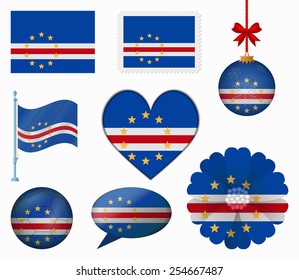 Cape Verde flag set of 8 items vector