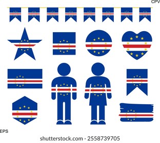 Cape Verde flag set. Isolated Cape Verde flag on white background