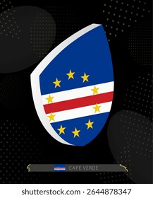 Cape Verde Flag Shield icon in 3D on Dark Modern Abstract Rugby Background. Perfect for sports events, heritage themes, national celebrations, and patriotic designs.