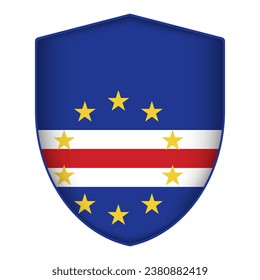 Cape Verde flag in shield shape. Vector illustration.