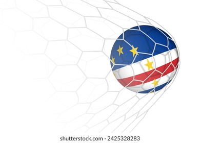 Cape Verde flag soccer ball in net. Vector sport illustration.