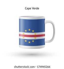 Cape Verde flag souvenir mug isolated on white background. Vector illustration.