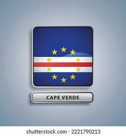 Cape Verde flag square button vector illustration