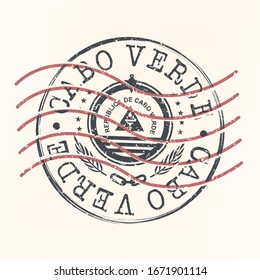 Cape Verde Flag Stamp Postal. Silhouette Seal. Passport Round Design. Vector Icon. Design Retro Travel. National Symbol.