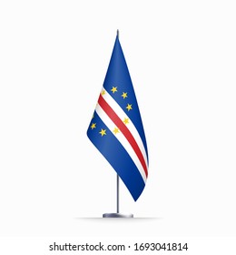Cape Verde flag state symbol isolated on background national banner. Greeting card National Independence Day of the Republic of Cape Verde. Illustration banner with realistic state flag.