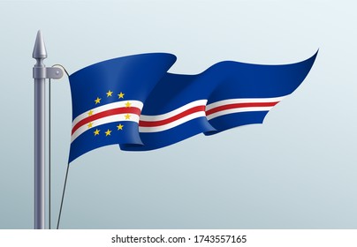 Cape Verde flag state symbol isolated on background national banner. Greeting card National Independence Day of the Republic of Cape Verde. Illustration banner with realistic state flag.