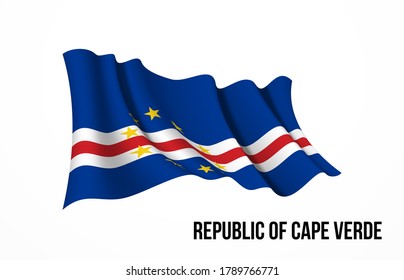 Cape Verde flag state symbol isolated on background national banner. Greeting card National Independence Day of the Republic of Cape Verde. Illustration banner with realistic state flag.