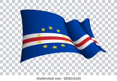 Cape Verde flag state symbol isolated on background national banner. Greeting card National Independence Day of the Republic of Cape Verde. Illustration banner with realistic state flag.