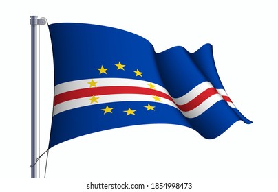 Cape Verde flag state symbol isolated on background national banner. Greeting card National Independence Day of the Republic of Cape Verde. Illustration banner with realistic state flag.