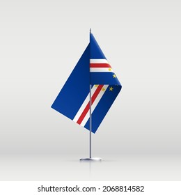 Cape Verde flag state symbol isolated on background national banner. Greeting card National Independence Day of the Republic of Cape Verde. Illustration banner with realistic state flag.