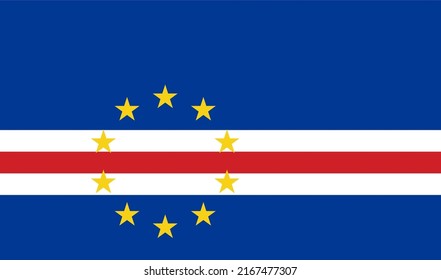 Cape Verde flag state symbol isolated on background national banner. Greeting card National Independence Day of the Republic of Cape Verde. Illustration banner with realistic state flag.