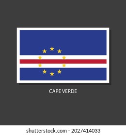 Cape Verde flag Vector Square Icon on Black Background.