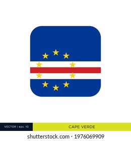 Cape Verde Flag Vector Stock Illustration Design Template. Rounded Square Shape.