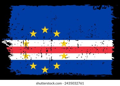 Cape Verde flag - vector flag with stylish scratch effect and black grunge frame.