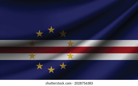 Bandera de Cabo Verde ondeando. Antecedentes de diseño patriótico y nacional. Ilustración del vector
