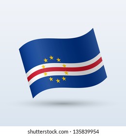 Cape Verde flag waving form on gray background. Vector illustration.
