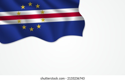 Cape Verde flag waving illustration with copy space on isolated background design