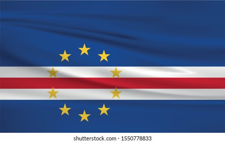 Cape Verde flag waving with wind effect