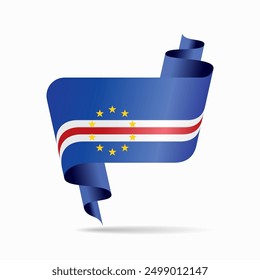 Cape Verde flag wavy ribbon background. Vector illustration.