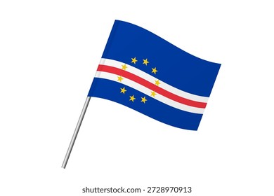Cape Verde flag - wavy stick flag of country, cultural identity and heritage. Represents national pride and unity. Vector flag isolated on white background.