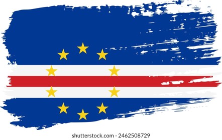 Cape Verde flag, wide brush stroke on transparent background, vector.