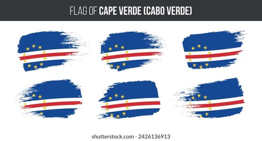 Cape verde flags brush stroke grunge vector illustration flag of cabo verde isolated on white