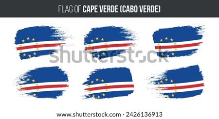 Cape verde flags brush stroke grunge vector illustration flag of cabo verde isolated on white