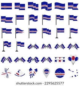 Cape verde flags icon set, Cape verde independence day icon set vector sign symbol