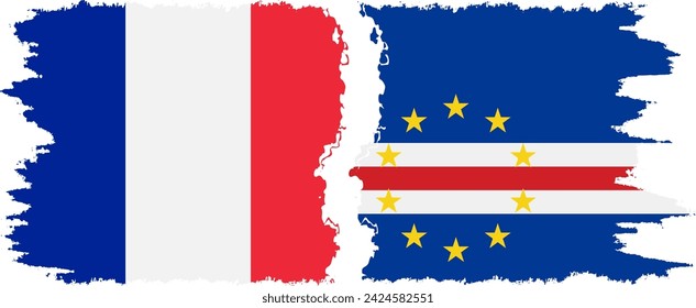 Cape Verde and France grunge flags connection, vector