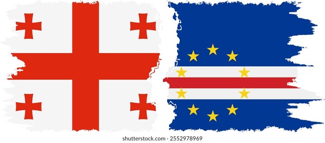 Cape Verde and Georgia grunge flags connection, vector