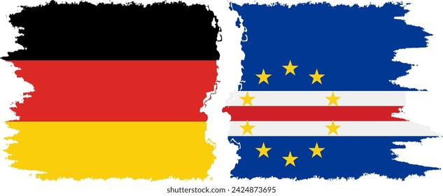 Cape Verde and Germany grunge flags connection, vector