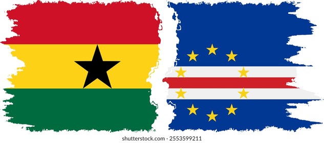 Cape Verde and Ghana grunge flags connection, vector