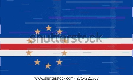 Cape Verde glitch flag vector, RGB split distortion, digital abstract video frame illustration