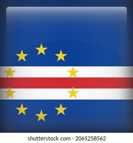 Cape Verde Glossy 3D Square Country Flag Icon