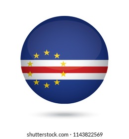 Cape Verde glossy round button. Vector Illustration EPS10.