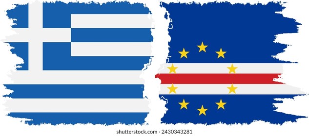 Cape Verde and Greece grunge flags connection, vector